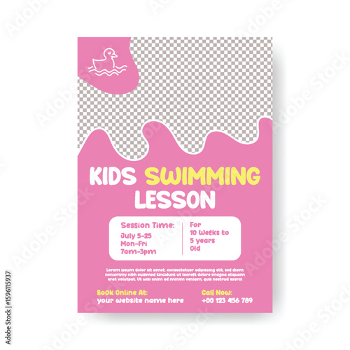 Kids Sport Camp, Kids Activities, and Swimming Lesson print flyer or poster design