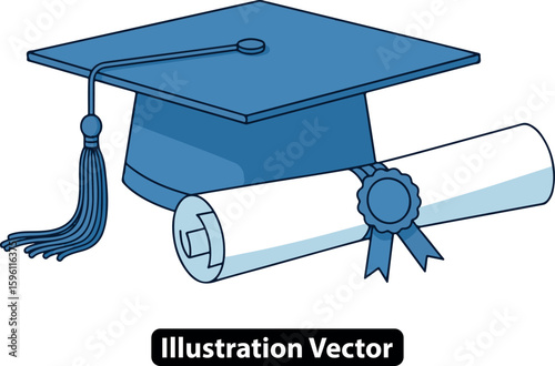 Graduation Cap and Diploma Illustration Achieving Academic Success and Celebrating Education Goals