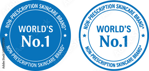 Worlds Number One Non Prescription Skincare Brand award, award, blue, circle, emblem, graphic, label, marketing, number one, official, stamp, stars, text, top, winner, worlds, skincare, brand, recogni