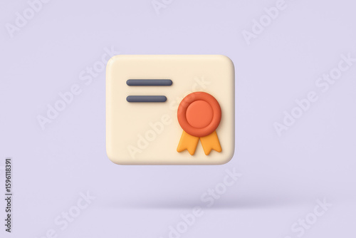 Free Download 3D Certificate Icon – Achievement or Recognition Concept - GFXLoad