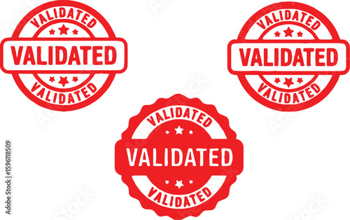 Red validated stamps with stars approval confirmation, red, validated, stamp, approval, confirmation, certification, document, seal, graphic, design, emblem, badge, official, mark, symbol, text, lette