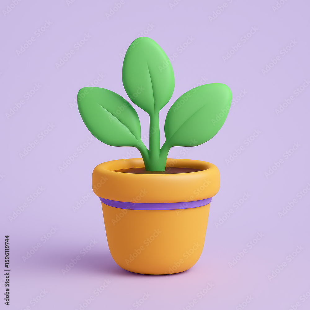 Obraz premium 3D Plant in Pot – Growth, Ecology, or Sustainability Concept