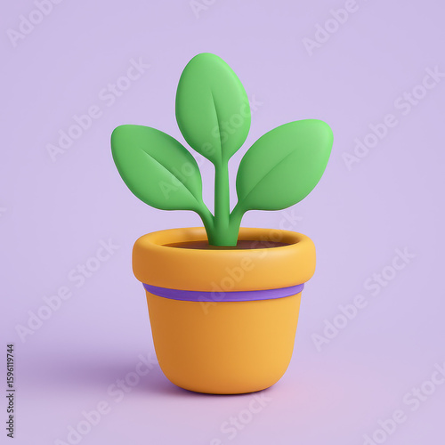 3D Plant in Pot – Growth, Ecology, or Sustainability Concept