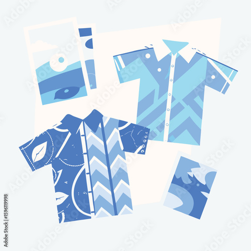 Blue patterned shirts and abstract art vector