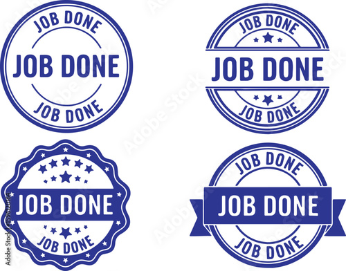 Blue job done stamps with stars completion success, blue, stamp, job done, completion, success, achievement, finished, work, task, project, award, recognition, seal, badge, graphic, design, illustrati