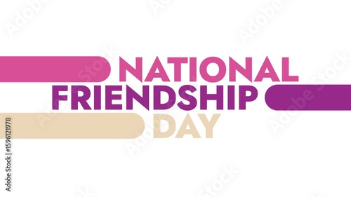 National Friendship Day colorful motion graphics seamlessly loopable text animation on a white or black background great for wishing and celebrating national friendship day