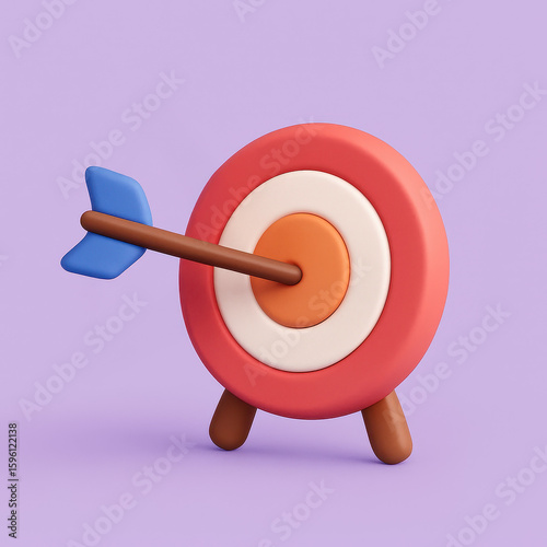 3D Target with Arrow Icon – Goal or Achievement Concept