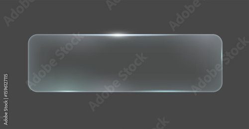 Transparent frosted glass rectangle in glassmorphism style. Set against a dark background. Ideal for modern UI design elements and minimalist layouts.