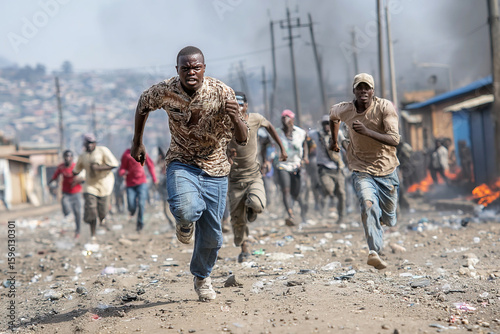 Protesters flee from aggressive police during unrest in an African city