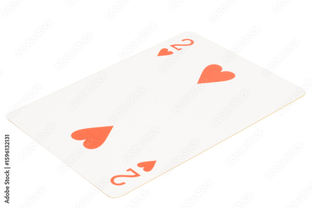 Obraz premium card gambling on white game luck two hearts