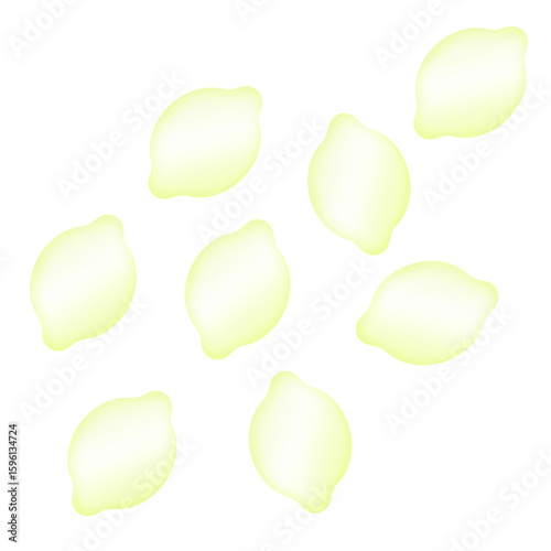 Green lemon shape Soap Bubbles Illustration on Transparent Background