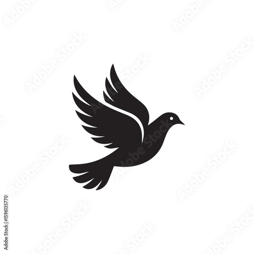 Wallpaper Mural dove silhouette vector. Silhouette of a dove in flight Torontodigital.ca