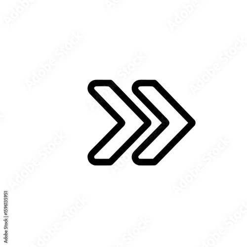 Simple black double arrow icon on white background  
