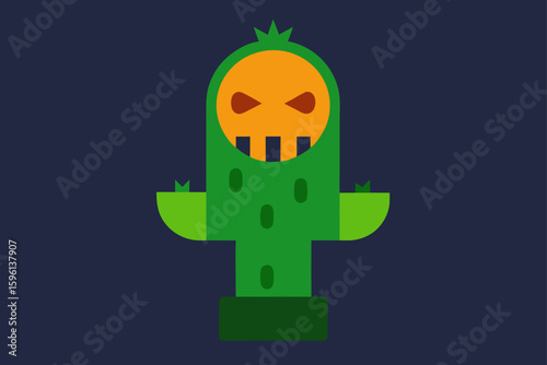 Haunted cauldron with a ghostly figure in an attic vector illustration