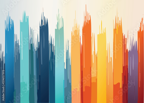 Abstract Watercolor jagged stripes  Wall printed background