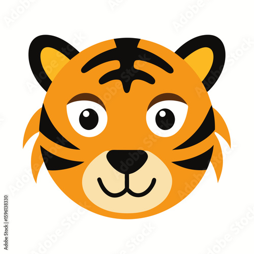 tiger emoji vector face on white 