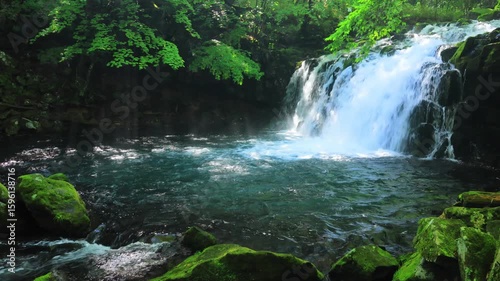 waterfall in the green forest