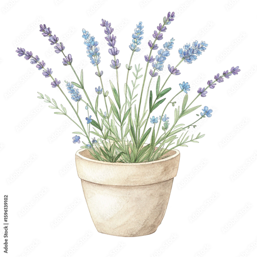 Fototapeta premium Flower pot painted Clipart watercolor