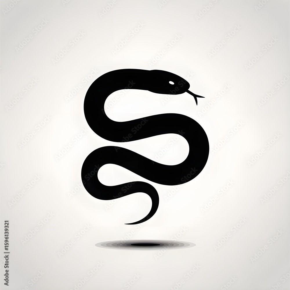 Naklejka premium Silhouette illustration of a snake in black color with white background
