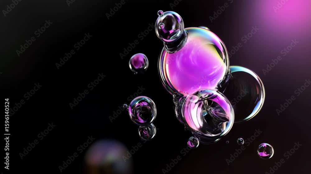 Bubbles floating gracefully against a dark backdrop. The colorful reflections create a mesmerizing display, highlighting the beauty of simple forms and light