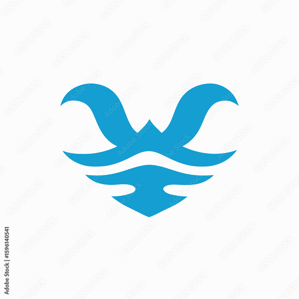 Obraz premium Abstract Wave Reflection Logo in Blue Gradient