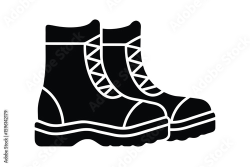 Pair of Black Hiking Boots Icon Illustration