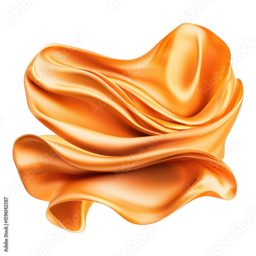 Flowing orange silk fabric with elegant curves