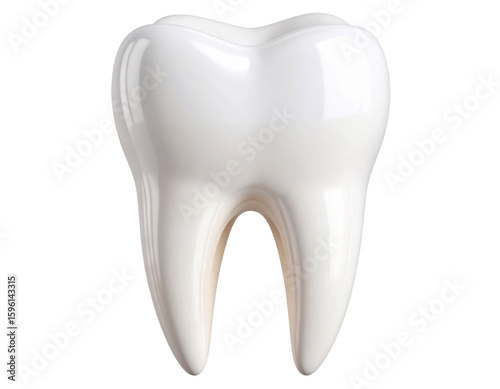 Realistic Human Molar Tooth, Clean White Surface, Front Angle View, Isolated PNG   