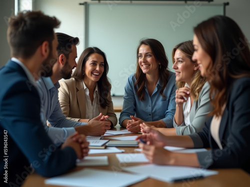 Réunion d'équipe dynamique pour une collaboration efficace et une stratégie de projet ré