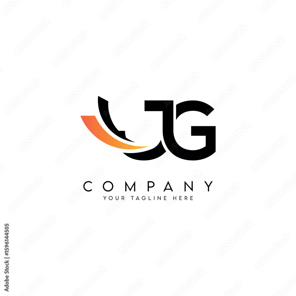 Obraz premium Modern J and G Letter Logo with Swoosh Symbol Minimal Vector Design.