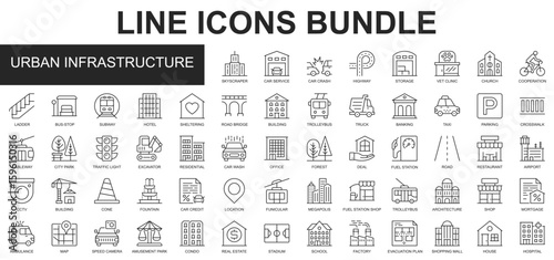 Urban Infrastructure Icons Bundle vector collection