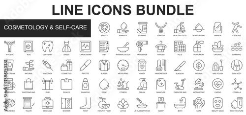 Cosmetology and self care Icons Bundle vector collection