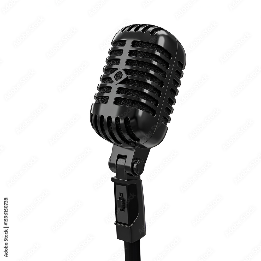 Fototapeta premium Vintage black microphone for professional recording and radio broadcasting