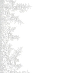 white frozen ice snowflakes border vertical frame background isolated on white or transparent png