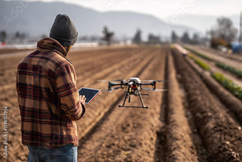 A farmer uses an artificial intelligence-based drone to monitor his crop