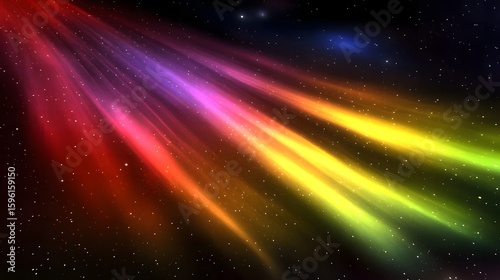 Colorful light streaks in space with stars creating a vibrant cosmic aurora like display of colors