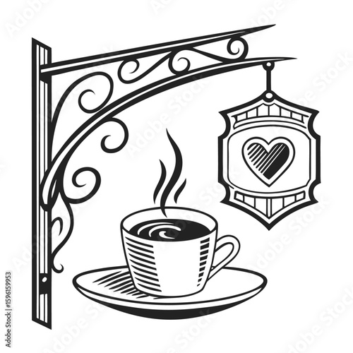 A comforting hot brown beverage, a steaming cup of espresso, or a rich mocha, perfect for breakfast at a cafe, often accompanied by coffee beans