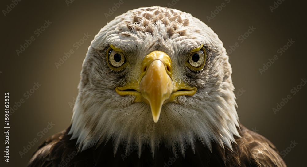 Obraz premium Majestic Bald Eagle Staring Intently with Sharp Eyes and Detailed Feathers