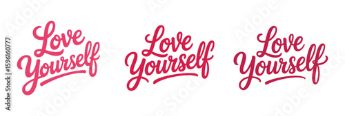Love Yourself Modern Calligraphy Lettering Design Set