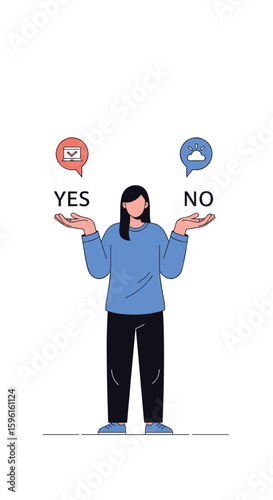 Making important decisions weighing options choosing between yes or no for life choices