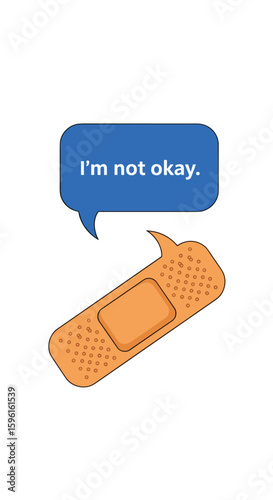 A bandage expresses its emotional distress saying I am not okay to others