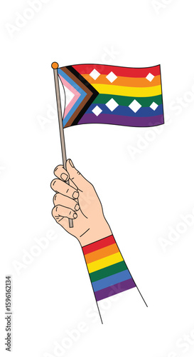Celebrating diversity and inclusion with pride flags and rainbow armband symbolizing lgbtq rights and community support