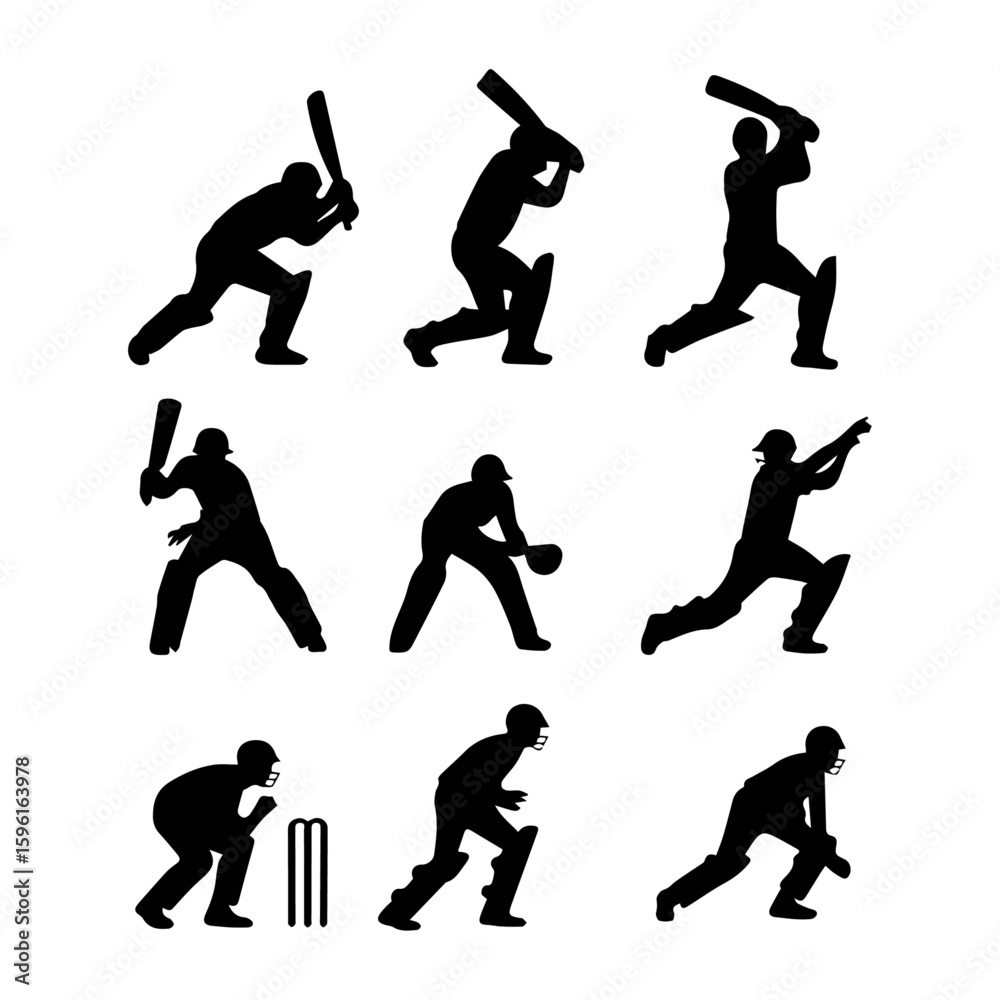 Obraz premium cricket silhouettes