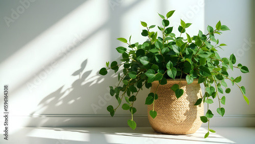 Green indoor plant adding freshness to living space.
	