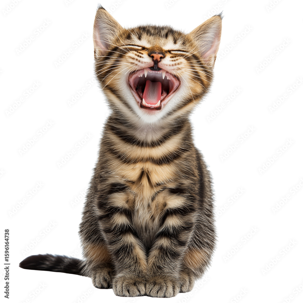 Fototapeta premium Laughing Cute Cat Isolated on Transparent Background