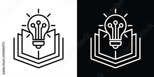 bright minds and open book icon. contain represent knowledge, innovation, E-Learning brilliance thin line style icon symbol sign for your app web. vector illustration