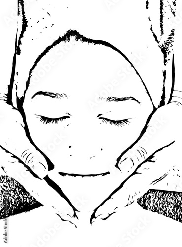 Beautiful woman getting facial massage