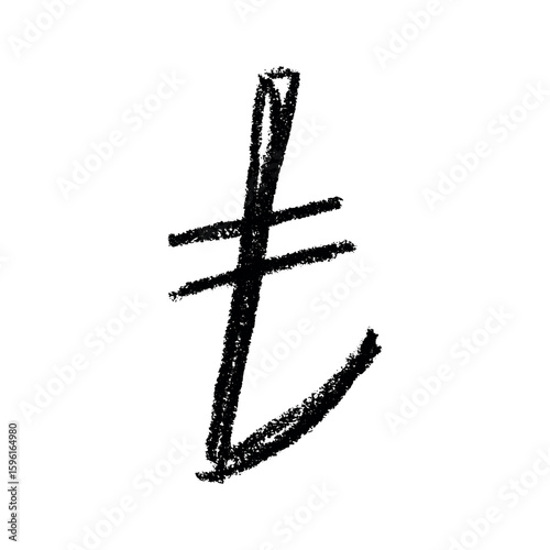 Hand drawn turkish lira currency symbol. Brush stroke doodle. Single element for design