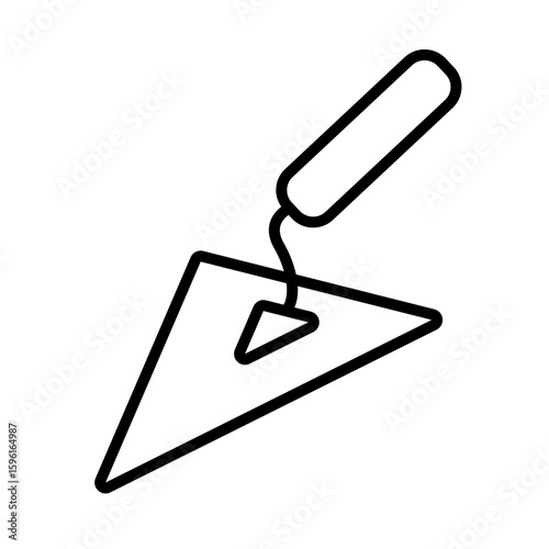 Trowel icon for construction and gardening work, isolated vector illustration