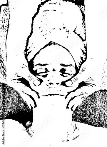 Senior woman facial massage at spa